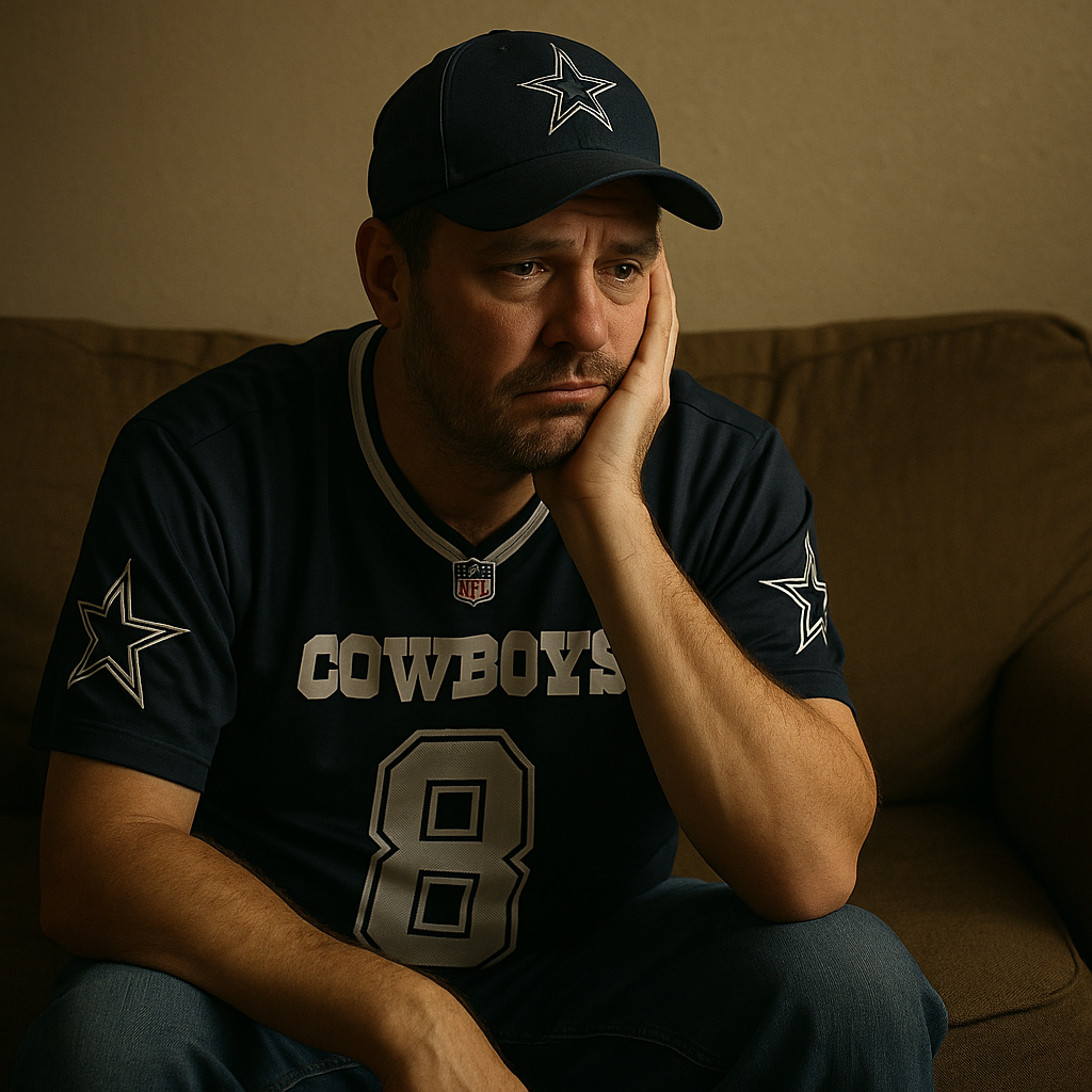 A dejected Cowboys fan staring into the abyss of another lost season.